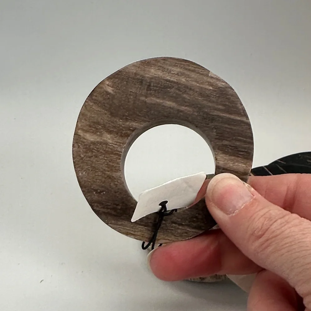 Crate and Barrel Natural Marble Set of 5 Napkin Ring, Holder ... Brown Tones.